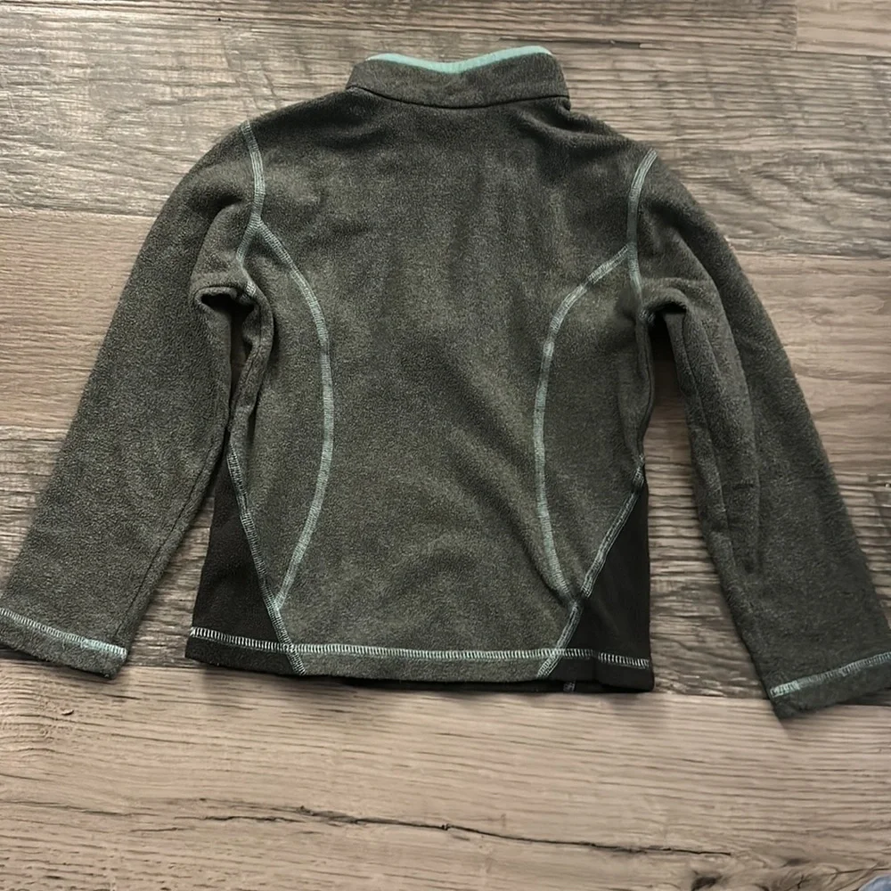 North face fleece 1/4 zip gray/teal‎ girls XXS